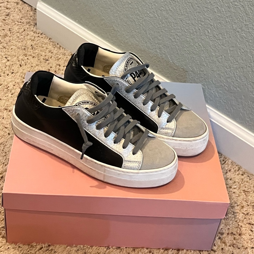 P448, Silver/Black Sneakers, Size 39 - Picture 3 of 9
